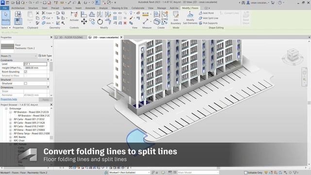 Revit 2023: Floor folding lines and split lines смотреть онлайн