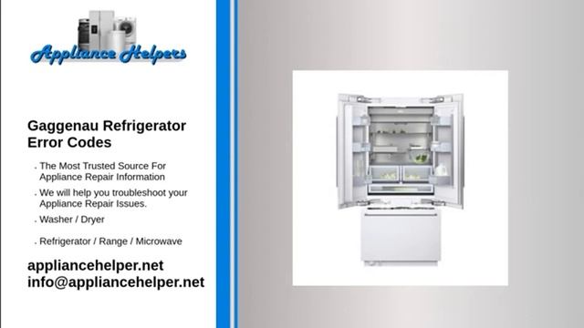 Gaggenau Refrigerator Error Codes