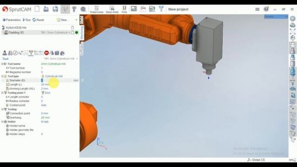 Sprutcam Additive manufacturing Cladding 5d operation on Kuka Robot