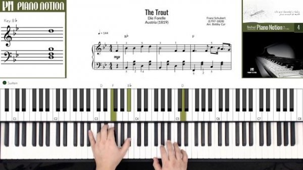 Die Forelle | The Trout - Schubert (Sheet Music - Piano Solo - Tutorial - Piano Notion Method Book)