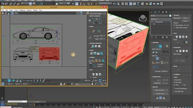 3d Max Unwrap - create 3d studio for modeling a car смотреть онлайн