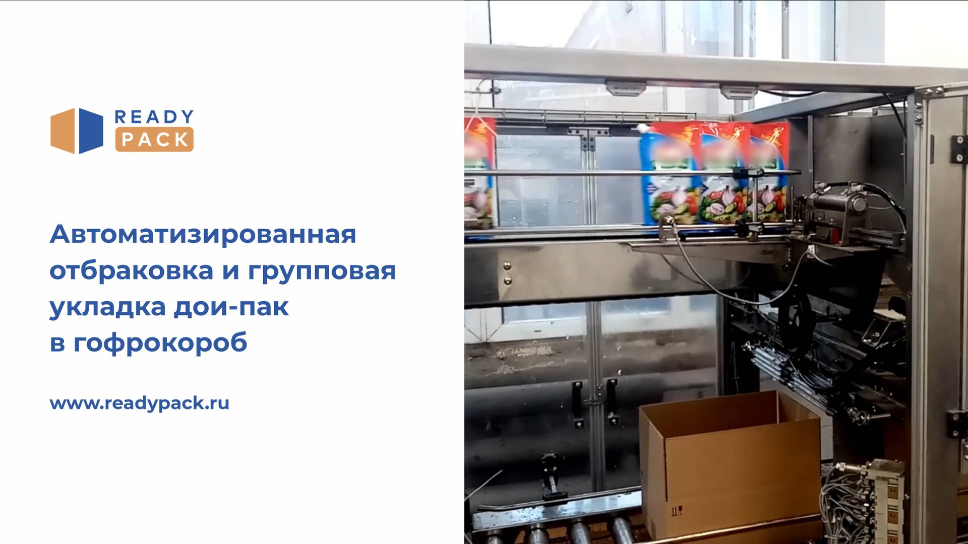 Автоматизированная отбраковка и групповая укладка дои-пак в гофрокороб смотреть онлайн