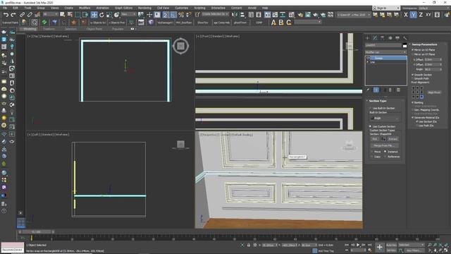 Kesitler ile süpürgelik, kartonpiyer, duvar çıtası yapımı | Detaylı sweep profile modifier kullanım смотреть онлайн