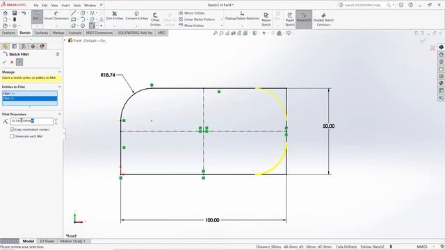 Sketch Fillet and Chamfer- Class 8- Solidworks for Absolute Beginners. смотреть онлайн