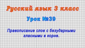Русский язык 3 класс (Урок№39 - Правописание слов с безударными гласными в корне.)