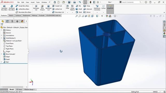 7) Shelling | Ribs | Draft | Symmetry | SOLIDWORKS Course | SOLIDWORKS Tutorials смотреть онлайн