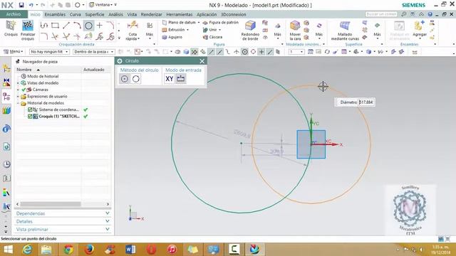 Semillero Mecatrónica ITM - Siemens NX 9 - Tutorial # 10 - Sketch - Circulo смотреть онлайн