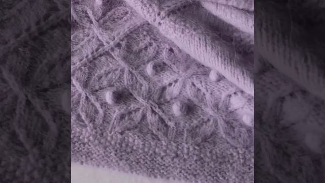 Комплект бактус и шапочка вязаный спицами из пуха норки. смотреть онлайн