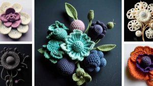 Вязаные БРОШИ в виде ЦВЕТОВ от нейросети. ПОДБОРКА №1.