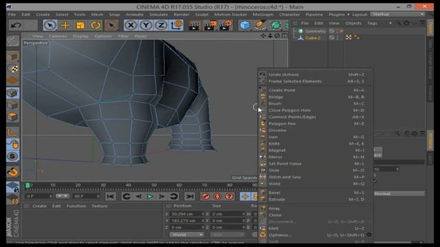 Simple Low Poly | Rhinoceros Modeling | Cinema 4D Tutorial смотреть онлайн