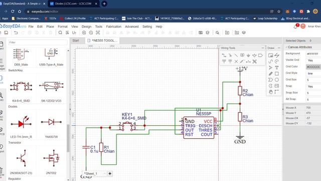 How To make a NE555 Toggle Switch on Easy EDA | Easy Eda | EPISODE 9 | смотреть онлайн