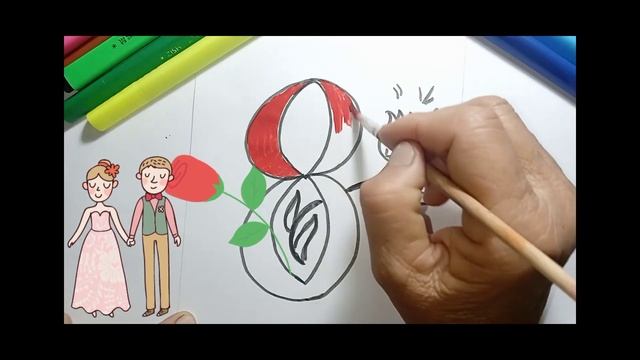 Bolalar uchun 8-mart rasmini oson chizish |Easy to draw March 8 picture for kids | 容易為孩子畫 3 月 8 日的圖 смотреть онлайн