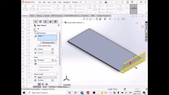 Free Online Training Solidworks Sheetmetal 020 Edge Flange смотреть онлайн