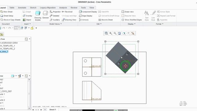 2. Auxiliary view and Detail view in Creo 5.0 Drafting in Hindi/English смотреть онлайн