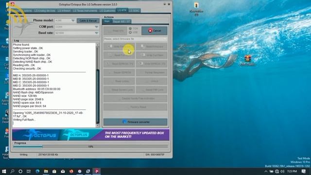 Lg A395 writing Firmware with Octoplus Box(Full Flash) Nov 2020 смотреть онлайн
