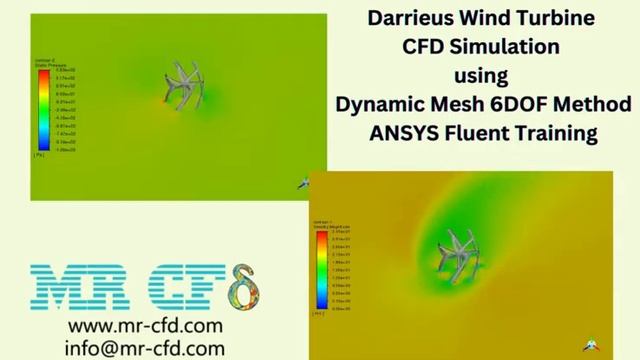 Darrieus Wind Turbine CFD Simulation using Dynamic Mesh 6DOF Method, ANSYS Fluent Training смотреть онлайн