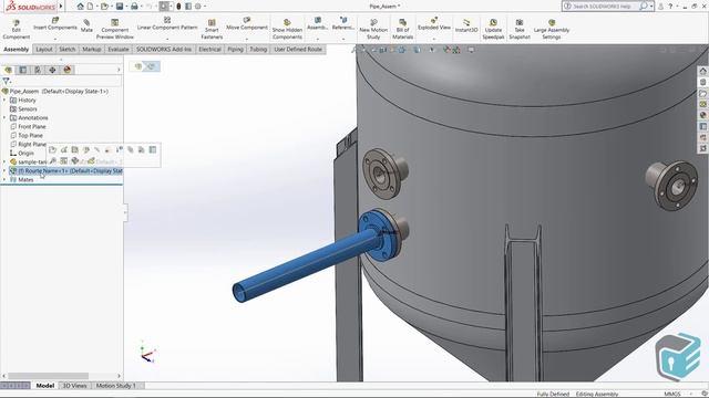SOLIDWORKS Routing - Start Route смотреть онлайн
