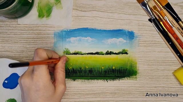 Пейзаж за 3 минуты. Правополушарное рисование. смотреть онлайн