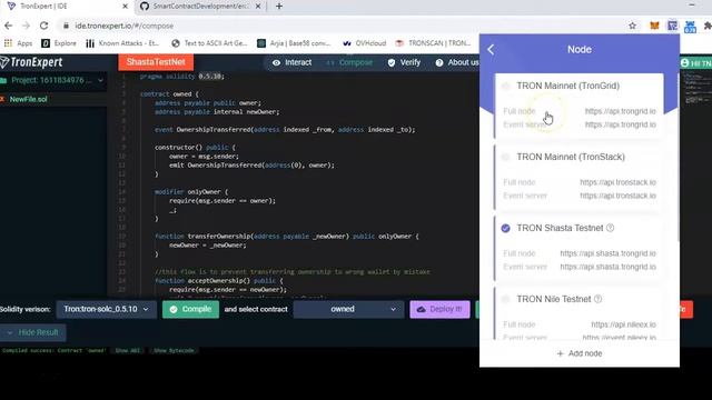 Deploy Smart Contract in TRON blockchain using TronExpert IDE смотреть онлайн