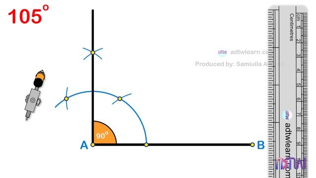 105 Degree Angle || How To Construct 105 Degree Angle Using Compass