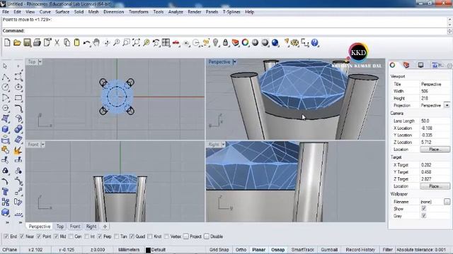 How to create Round Stone Prong setting in Rhinoceros 3D смотреть онлайн