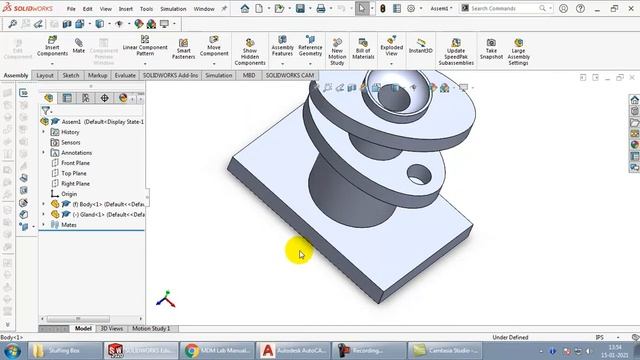 Assembling all parts of Suffing Box & removing errors in Solidworks | Machine Drawing & Modelling смотреть онлайн