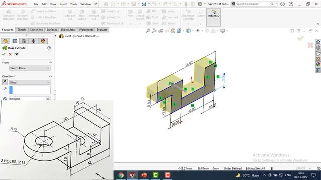 SolidWorks | Practice Exercise 1 | Sketching Practice, Dimensioning, Extruded Boss & Extruded Cut смотреть онлайн