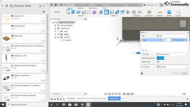 Fusion 360 - Dog Puzzle - Extrude and Filet - 5 of 8 смотреть онлайн
