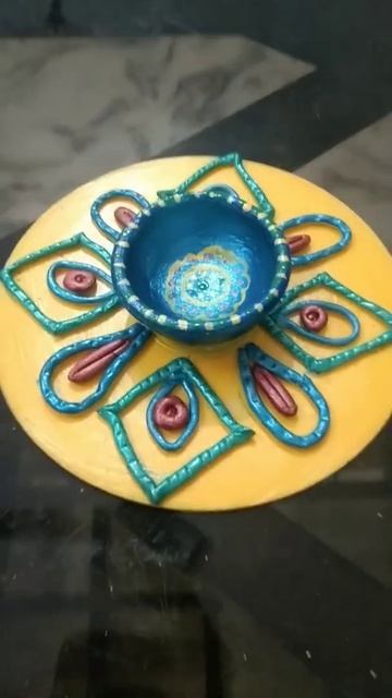 karwachauth mini thal decoration | diwali diya diy | reuse of cd |pujathali decrtion ideas | #short смотреть онлайн