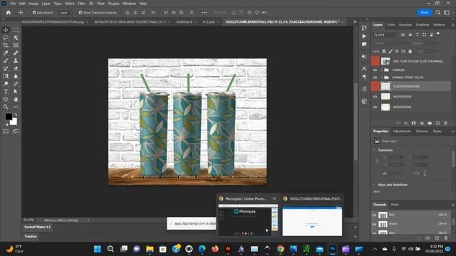 PhotoShop Smart Object Tumbler Mockup Tutorial смотреть онлайн