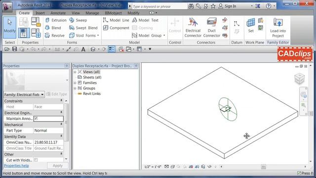 REVIT 2013 DUPLEX RECEPTACLE FAMILY 01 INTRO смотреть онлайн