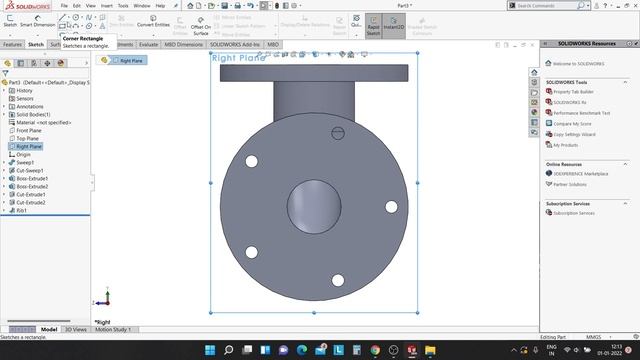 Solidworks basic tutorial | Design of the Elbow pipe fitting смотреть онлайн