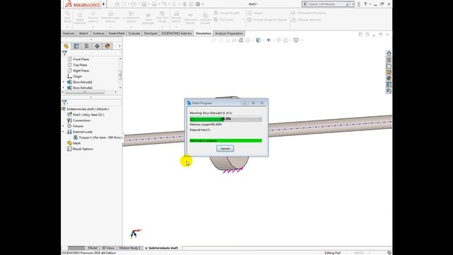 Solidworks simulation - Torsion analysis (twist angle and shear stress) смотреть онлайн
