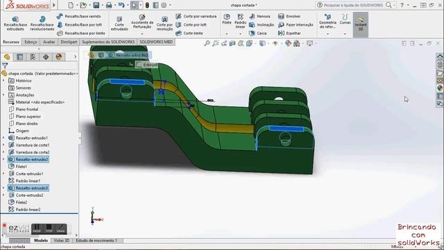 Aprendendo SolidWorks 05. Comandos padrão linear, modo espelhar. #BrincandoComSolidWorks смотреть онлайн