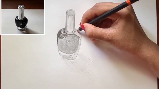 How To Draw A Live 3D Object | Graphite Pencil Drawing | Nail Paint Bottle