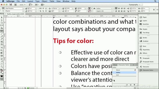 Adobe Indesign CS6 Tutorial - 41 Custom Bullets and the Glyphs Panel смотреть онлайн