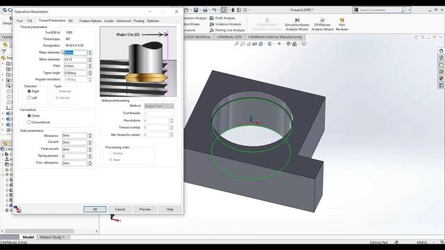CAMWorks 2 Axis Tutorial - 12 Thread Milling смотреть онлайн