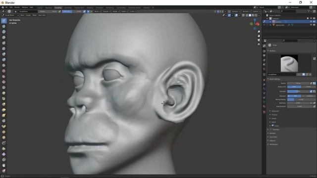 Monkey Head Sculpting In Blender | Speed Level Sculpt смотреть онлайн