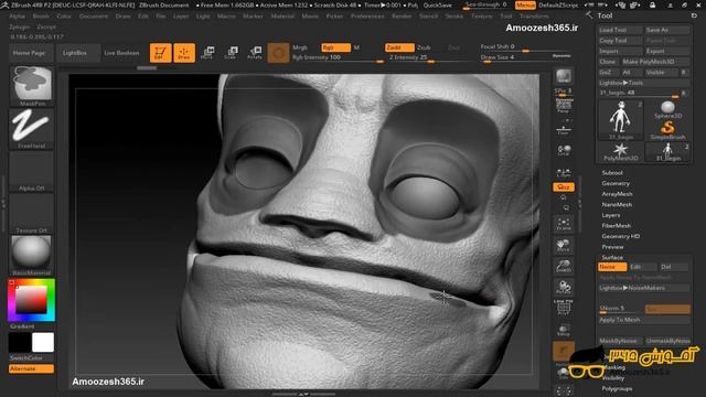 استفاده از نویز سطحی در نرم افزار زیبراش (Pixologic ZBrush 4R8) смотреть онлайн