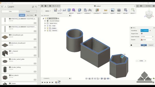 Shell | Fusion 360 Tutorial 12 смотреть онлайн
