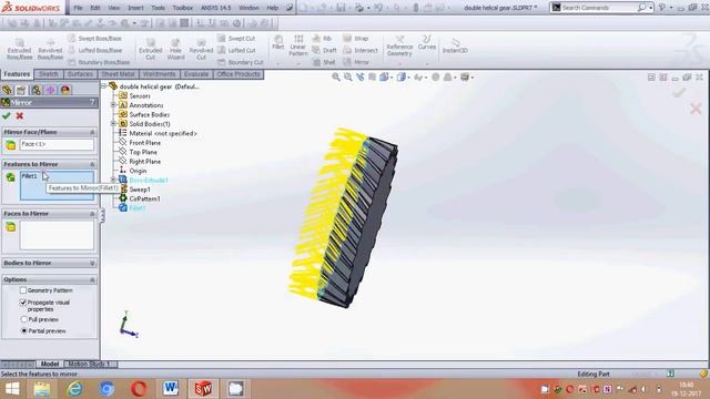 Solidworks Double Helical gear design complete tutorial. смотреть онлайн