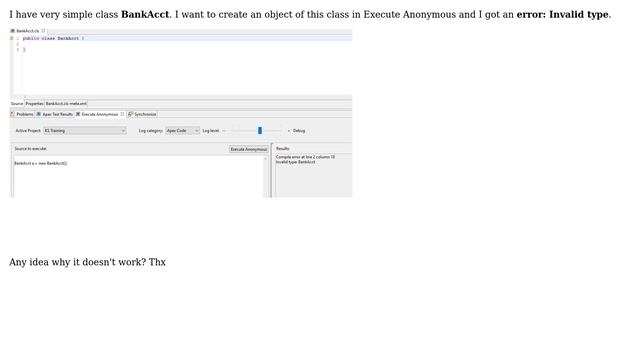 Salesforce: Execute Anonymous; Invalid type error смотреть онлайн