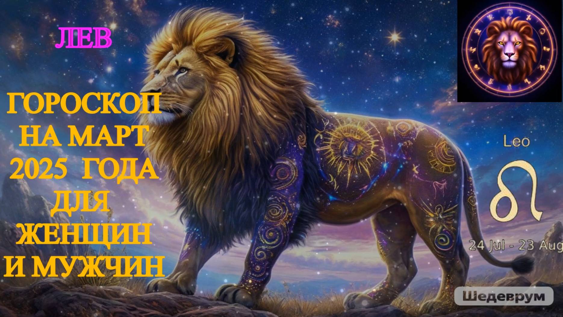 Лев. Гороскоп на март 2025 года для женщин и мужчин. смотреть онлайн