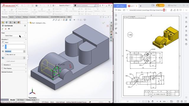 SolidWorks | 3D CAD EXERCISES 146 | StudyCadCam | Solution Tutorial | смотреть онлайн