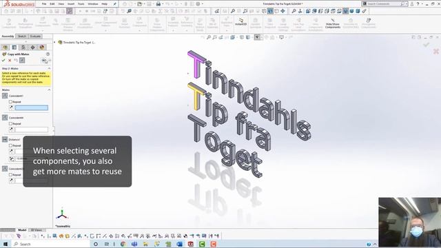 SOLIDWORKS TUTORIAL: How to use copy with mates смотреть онлайн