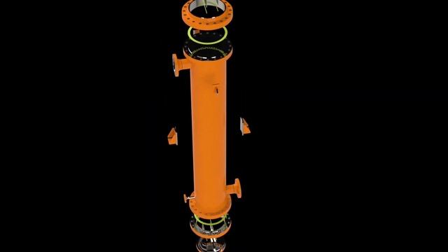Shell and tube N2 Cooler animation (CFD, SolidWorks Visualize, Ansys Fluent, Exploded view) смотреть онлайн