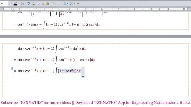 REDUCTION FORMULAE(6)- INDEFINTE INTEGRATION OF cos^nx смотреть онлайн