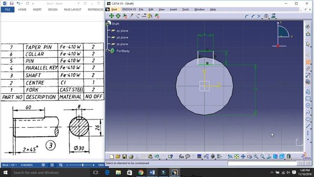 Universal coupling CATIA V5 Tutorial - Shaft (Part3) смотреть онлайн