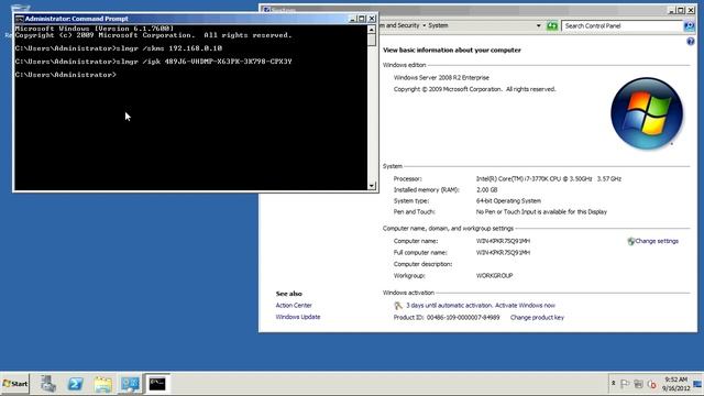 Activating Windows Server 2008 R2 Enterprise with a KMS server смотреть онлайн