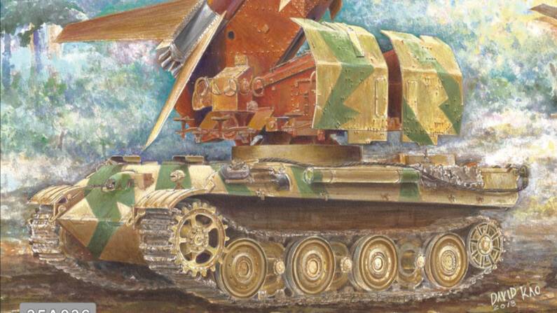 Распаковка Amusing Hobby 1/35 35A036 Rheintochter Movable Missile Launcher On Panther II Chassis